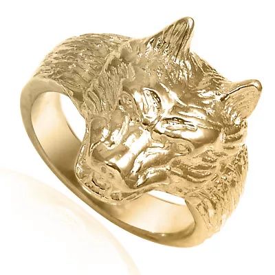 $1705.37 • Buy Men's Ring 14K SOLID YELLOW GOLD WOLF RING 7 To 14 #R1961 NEW