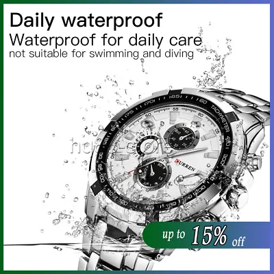 Men Luxury Watch Army Military Chronograph Date Quartz Wrist Watches Waterproof- • £9.11