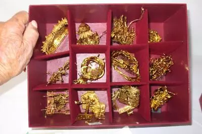 2000 Danbury Mint Gold Electroplate Ornaments - 12 Total W/ Storage Box • $85.02