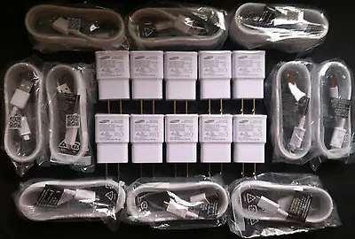 10x OEM Samsung 2.0 Amp Charger + 5ft 1.5M Charge Cable For Galaxy Note 3 S5 S4 • $79.99