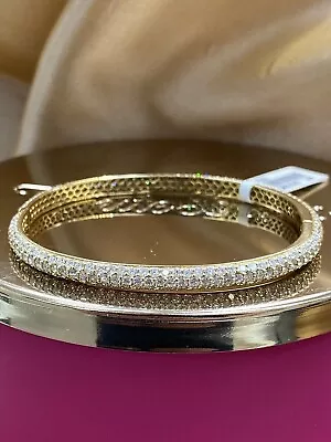 10.00 Ct Round Real Moissanite Women's Bangle Bracelet 14k Yellow Gold Plated • $159.99