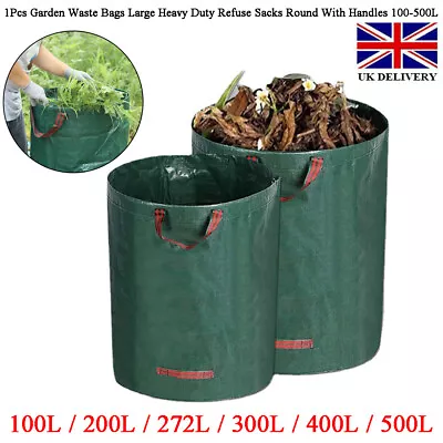 £6.05 • Buy 1Pcs Garden Waste Bags Large Heavy Duty Refuse Sacks Round With Handles 100-500L