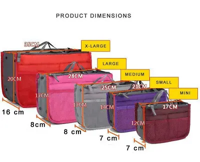 Women Removable Handbag 5 Sizes Organiser Insert Cosmetic Bag-in-Bag Tidy Travel • £6.99