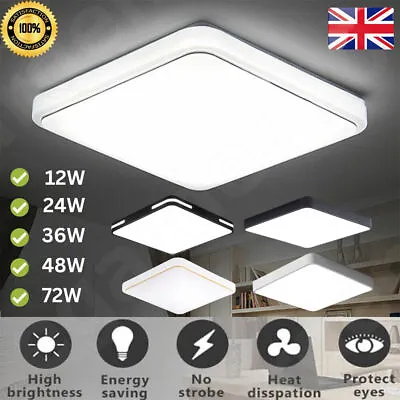 Modern Square LED Ceiling Light Chandeliers Pendant Lamp For Living Room Bedroom • £9.99