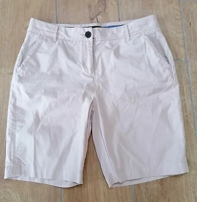 CREW CLOTHING Stone Colour Cotton Shorts Chino Style Size 12 / W32  -  Excellent • £6