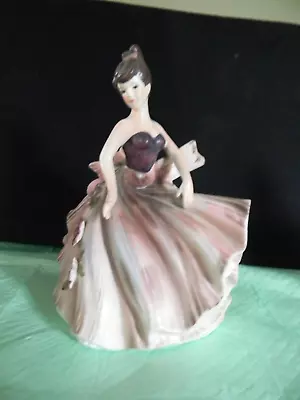 Vintage Lefton Ceramic Dancing Lady Figurine Pinkish Ball Gown • $10