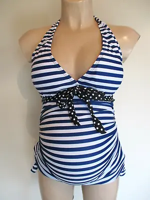 £15 • Buy Navy & White Stripe Maternity Tankini Set Swimming Costume New All Sizes