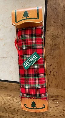 Midwest Seasons Cannon Falls Ornament Large Toboggan Sled Wood & Pillow Top • $14.95
