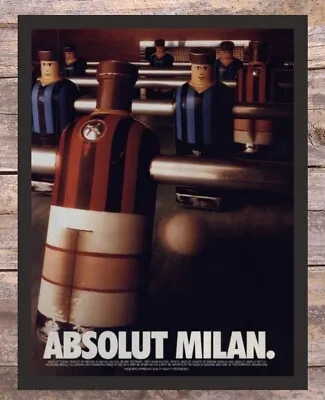 1995 Absolut Milan Framed Vintage Vodka Print Ad Graham Ford Foosball Table Art  • $35