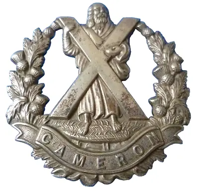 WW1 Cameron Highlanders Cap Badge Unmarked Silver Slider Antique Rare • £69.99