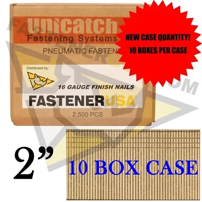 2  16 Gauge Straight Finish Nails 2 Inch 16 Ga (2500 Ct) (Case Qty Now 10!) • $87.50