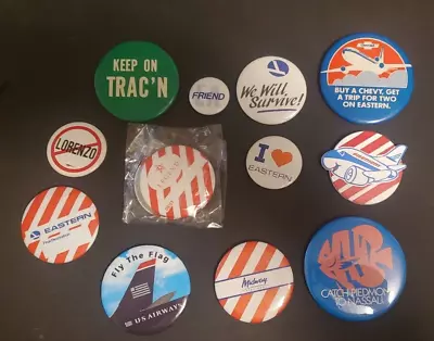 Lot Of 12 Airlines Pins Back Buttons - Eastern - Piedmont - US - Midway - Legend • $14.99