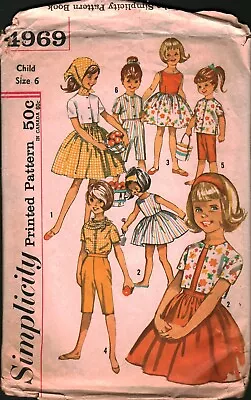 4969 Vintage Simplicity Sewing Pattern Girls 1960s Dress Top Pants Blouse Scarf • $5.59