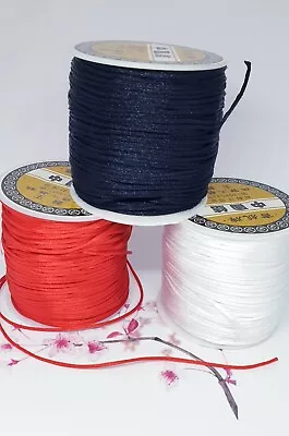 1mm  Satin Nylon Cord  Rattail Thread Kumihimo Shamballa Macrame Kumihimo • £2.64