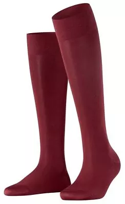 Falke Womens Cotton Touch Knee High Socks - Burgundy • £22.95