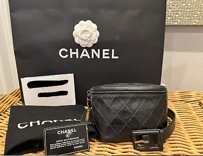 Chanel Black Vintage Caviar Waist/Belt Bag W/Authenticity Card & AuthenticityCrt • $1450