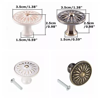 Alloy Vintage Round Drawer Knob Door Cupboard Handle Cabinet Knobs Pull 10Pcs • $17.64