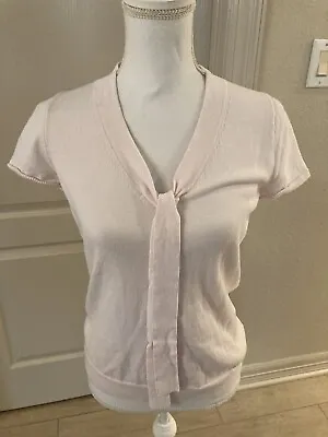 J. Crew Short Sleeve Cotton Bow Tie Sweater Top Size Small Light Pink • $14.90