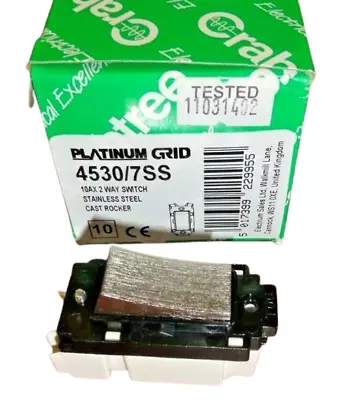 Box 10 Crabtree 4530/7SS Platinum Grid Switch 10AX 2 Way Module Stainless Steel • £49.99