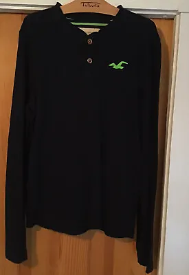 Women’s Hollister Black Henley Long Sleeve Shirt Size M • £7.67