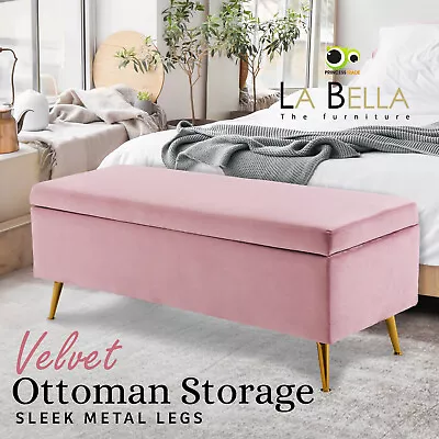 Storage Ottoman Bench Seat Blanket Chest Arm Couch Bed Foot Stool Velvet Large   • $149