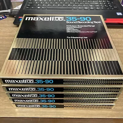 LOT OF 5 Maxell UD 35-90 Reel-To-Reel Recording Tape USED 7” 1/4” 1800’ • $79.99