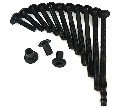 M6 Black Furniture Connector Bolts & Cap Nuts Joint Unit Bed Cot Table Fixing • £5.81