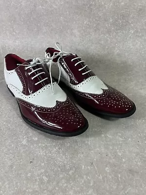 Polcetto Men’s  Brogues Lace Up Shinny Shoes Made In Italy Size 12 • £22.75