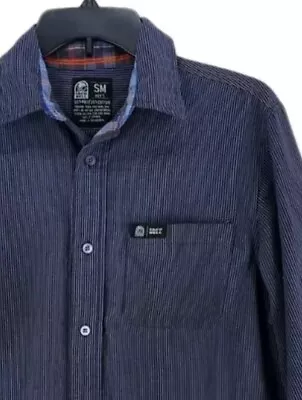 Taco Bell Employee Shirt Mens S Button Up Roll Up Sleeve Blue Gray Pinstripe  • $20