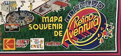 1994 REINO AVENTURA Vintage Theme Park Souvenir Map Mexico City Six Flags Mexico • $39.95