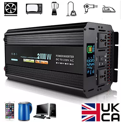£89.95 • Buy GEARZAAR Power Inverter 12V To 240V Pure Sine Wave Inverter 2000W 2KW USB PRO UK