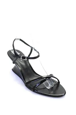 Zara Women's Open Toe Strappy Ankle Buckle Wedge Sandals Black Size 9 • $42.69