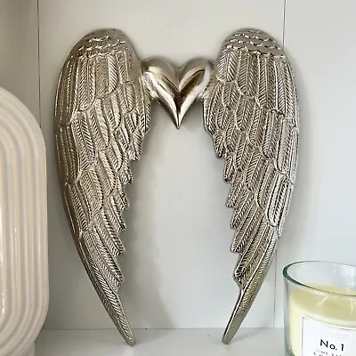 £25 • Buy Silver Angel Wings Wall Art Hanging Ornament Heart Home Decor Bling Accessories