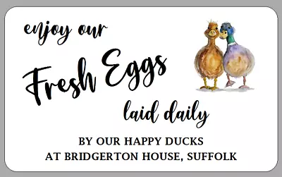 Personalised Duck Egg Box Labels Fresh Eggs From Happy Ducks Carton Box Stickers • £2.70