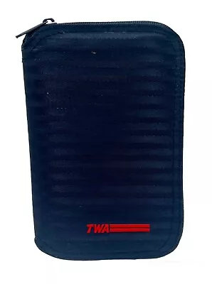 Vintage TWA Trans World Airlines Navy  FoldingZippered Nylon Tote Bag • $24.95