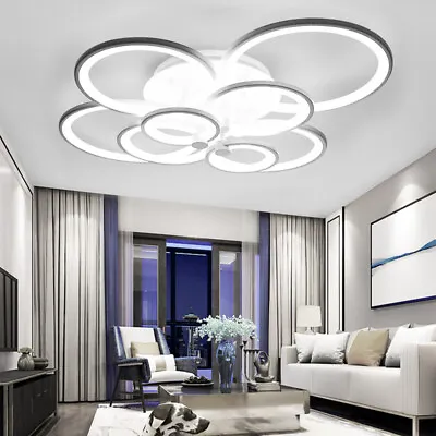 Acrylic Ring Chandelier LED Ceiling Light Fixture Lamp For Living Room 4/6/8 Way • £45.95