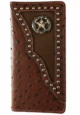 Star Mens Wallet Western Bifold Check Book Style W011-1 Brown • $11.99