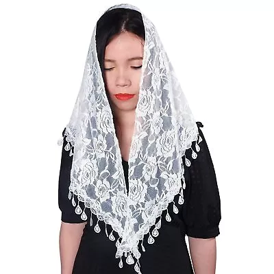 Mass Veil Triangle Mantilla Triangle Lace Infinity Veils Cathedral Head Scarf • $10.74