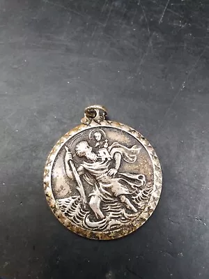 Vintage Georg Jensen Silver St Christopher Medal Pendant • $41.08