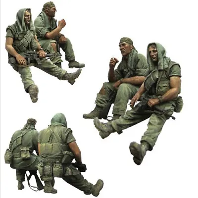 Resin Figures Model Garage Kit 1:35 Scale Vietnam War 2 Us Soldiers Resting A41 • £20.39