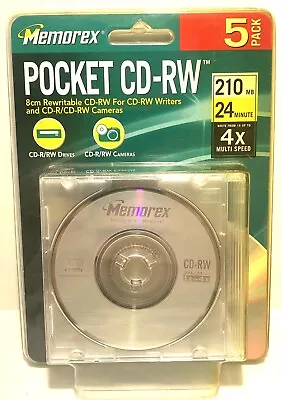  Memorex Pocket CD-RW 8cm Rewritable 210 MB 24 Minute 4x 5-Pack • $10.99