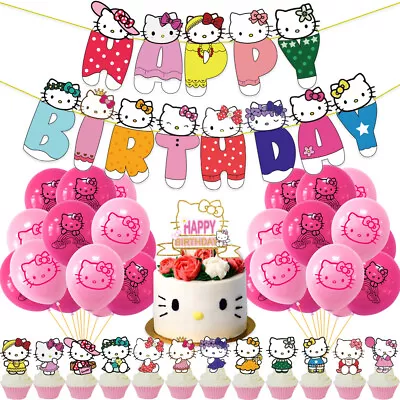 Hello Kitty Cat Birthday Party Supplies Banner Balloons Cake Toppers Kits Decors • $25.98