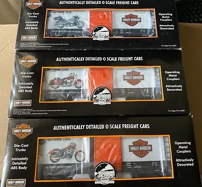 MTH Premier Harley Davidson O Scale  3 Car 40' Boxcar Set 20-90313 NIB *RARE* • $1000