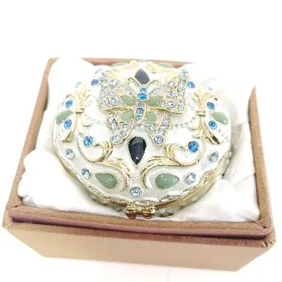 $14.99 • Buy Butterfly Bejeweled Enameled Hinged Trinket Jewelry Box, With  Gift Box
