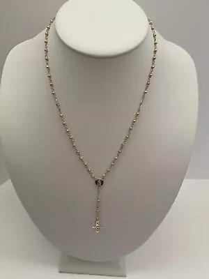 $1095 • Buy 10K Semi-Solid Tri Color Gold Rosary-- 3 MM -- 21 Inch -- 8.8 Grams
