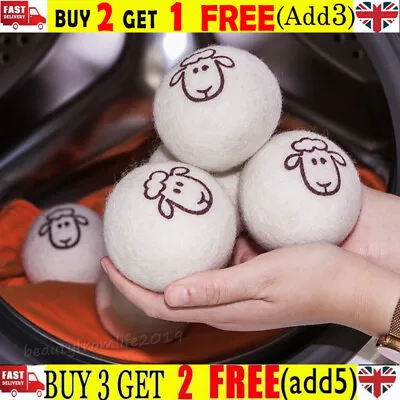 7cm Large Reusable Wool Tumble Dryer Balls Natural Laundry Pactical Clean Set UK • £2.89