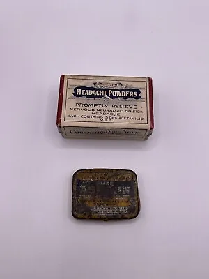 Vintage Medicine Box & Tin Containers Collectibles Lot Of 2 **** • $14