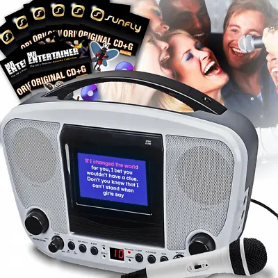 Boom Box Karaoke Machine CD+G Bluetooth & USB Built-In TFT Colour Screen Black • £49.99