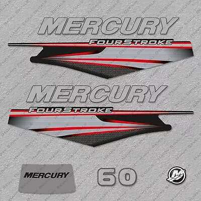 Mercury 60 Hp Four Stroke 2013-2017 RED Outboard Engine Decals Sticker • $53.99