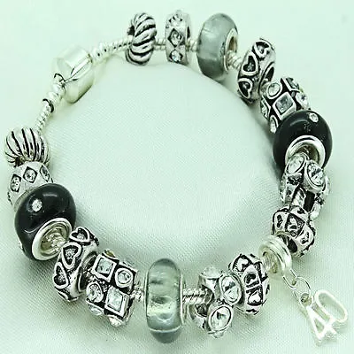 Womens Jewellery Black Grey Bracelet 16th 18th 21st 40th 50th 60th BIRTHDAY Gift • £9.99